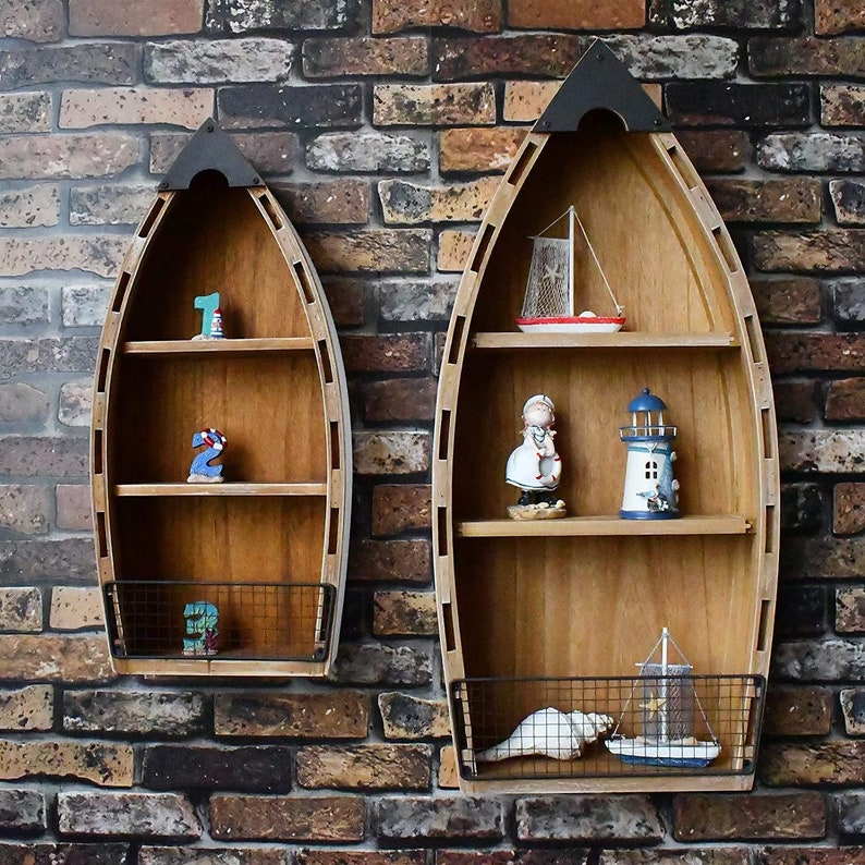 2set Wooden Boat Decor Hanging Wood Boat Decoration for Wall Etsy