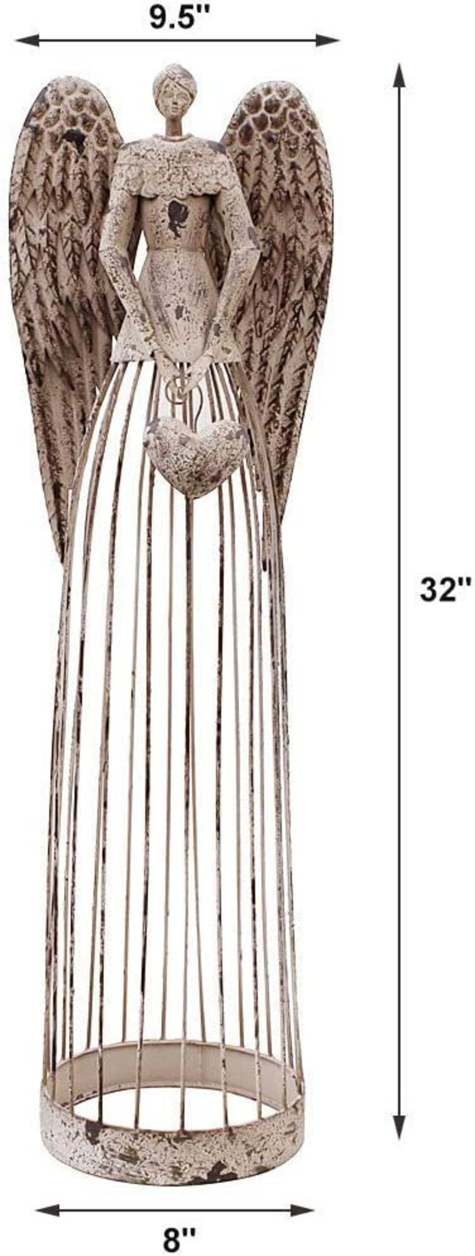 Antiqued Metal Garden Angel Statue Indoor Outdoor Angel Yard Etsy