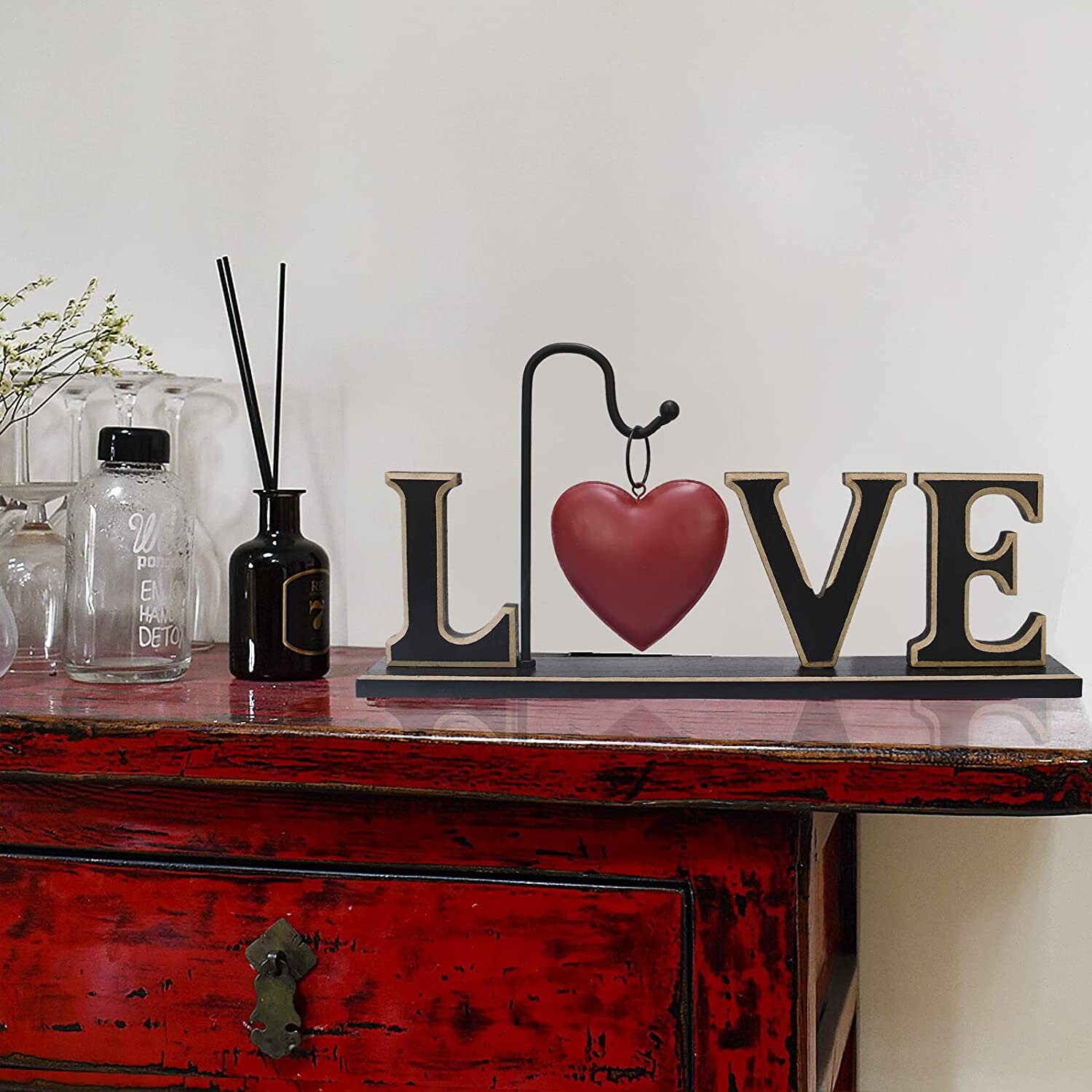  Valentine's Day Love Wooden Blocks Heart Love Wooden Signs  Freestanding Love Tabletop Decorations Love Letters Table Signs for Home  Party Wedding Table Decor : Home & Kitchen