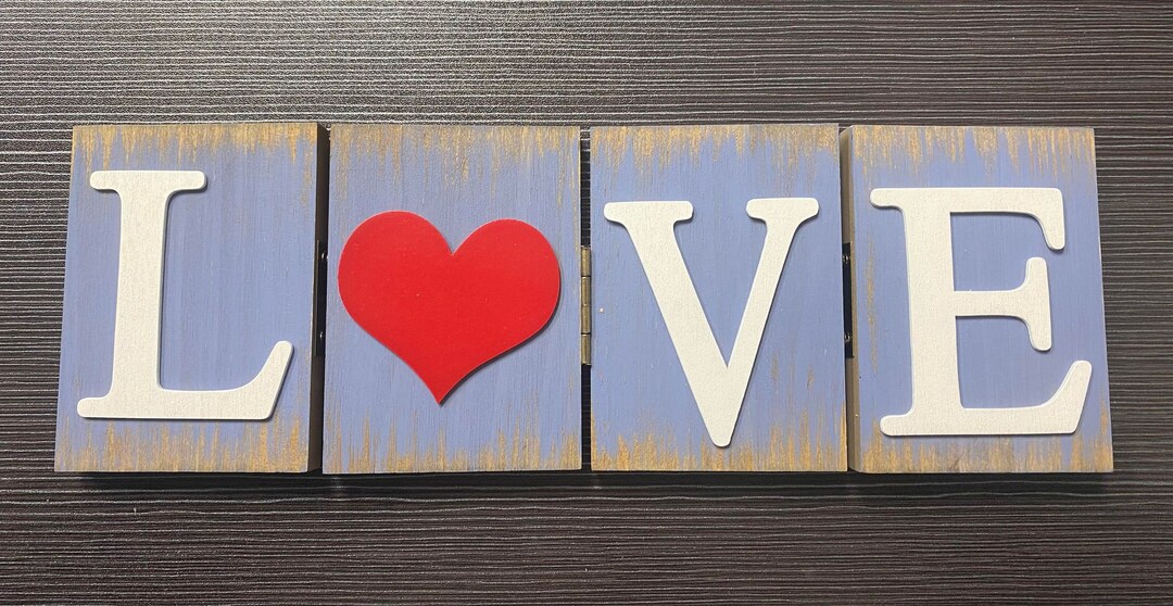 Rustic Wood Sign Cutout Word Sign Decor, Teal Wooden Tabletop Folding