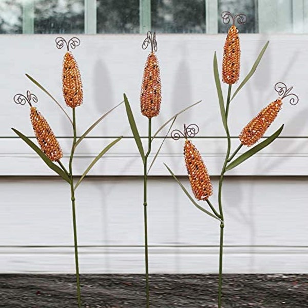 Metal Autumn Harvest Corn Stalk Decoration , Decorative Yard Lawn Garden Stake Outdoor Fall Decor Halloween Decoration Thanksgiving