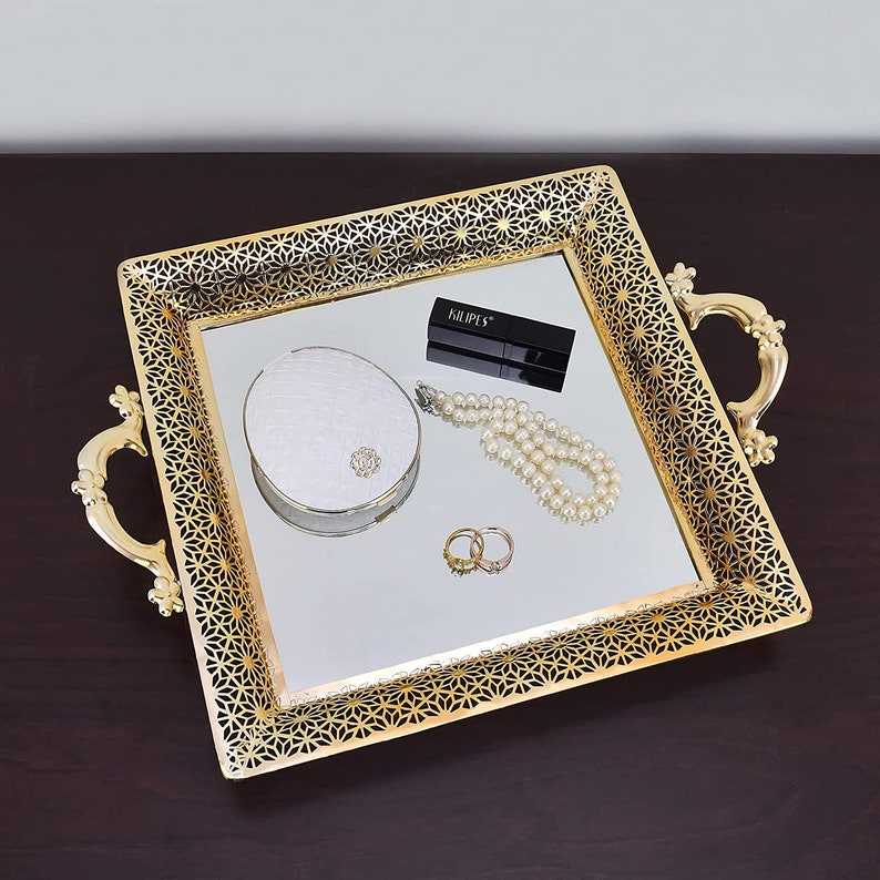 Mirrored Tray With Handles Home Decor Vanity Tray for Dresser Etsy