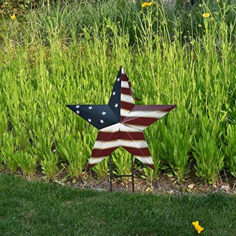Barn Star Yard Sign Outdoor Lawn Decor Patriotic US Flag Star Etsy