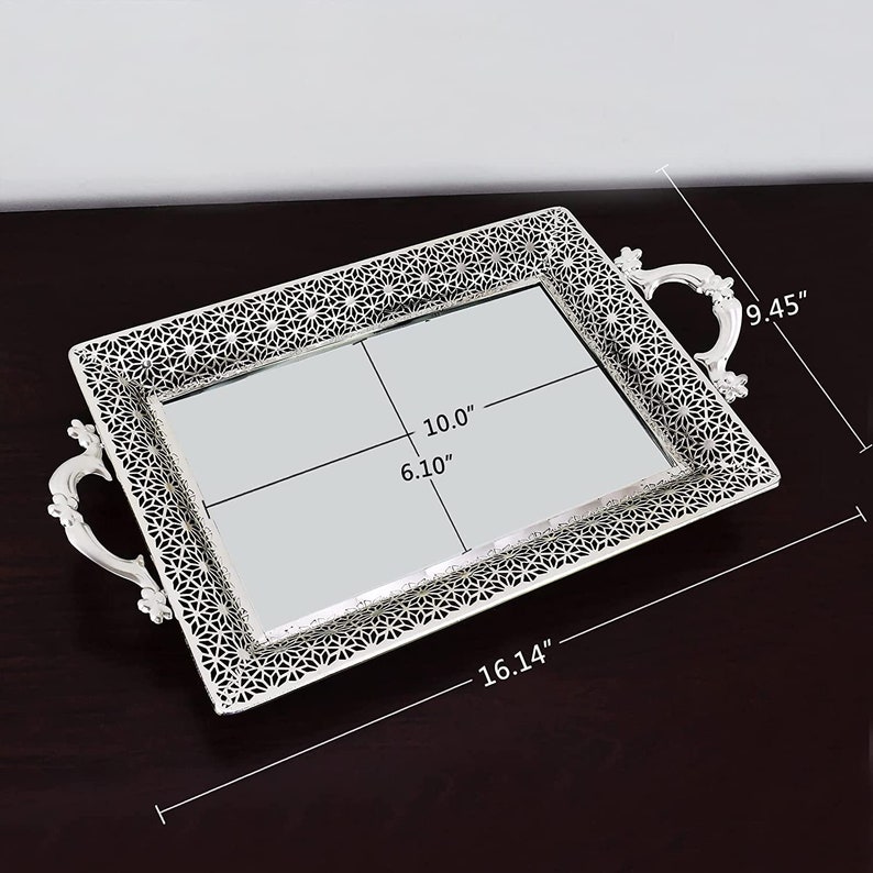 Mirrored Tray With Handles Home Decor Vanity Tray for Dresser Etsy