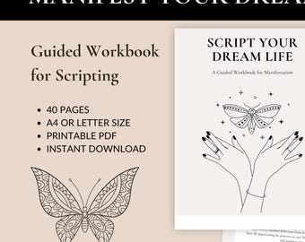 Manifestation Journal | Scripting Workbook | Law of Attraction | 2025 Intentions, Goals | Gratitude | Printable Planner