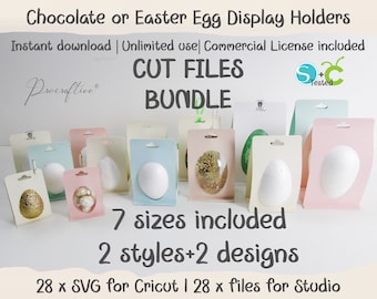 Espositori regalo Big Deal Bundle per decorazioni a forma di uova di Pasqua. Portauova. Modelli per Cricut e Silhouette. 2 stili + 2 design SVG Cricut.