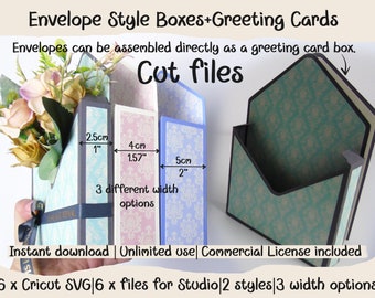 3d envelope holder box or greeting card box 2 in 1. 2 styles, 3 widths, Flower gift box Cricut SVG Silhouette, Cut Files, Mother's day gifts