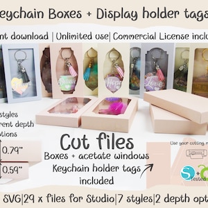 Pudełka i uchwyty na klucze, 7 stylów, 2 opcje głębokości, Cricut SVG, Silhouette Studio, Pliki do cięcia, Natychmiastowe pobieranie, Pliki do maszyn tnących