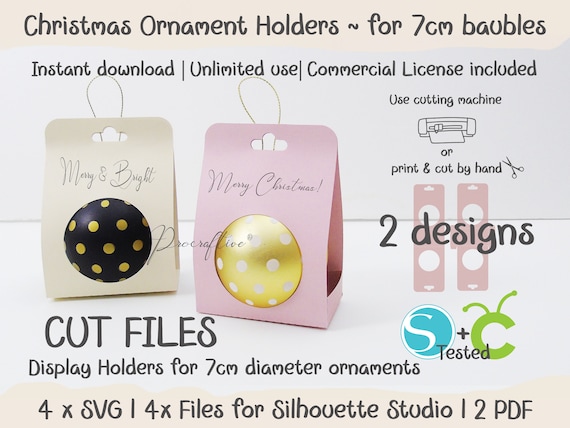7cm/2.75" diameter Christmas Bauble Ornament Packaging Cricut SVG Silhouette Studio, Cut Files, Instant Download 2 designs Unlimited use