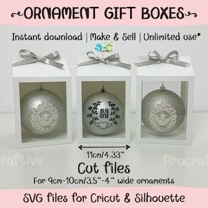 Boxen für Weihnachtsschmuck SVG, Cricut, Dateien für Silhouette, Schnittdateien, Ornament Geschenkboxen Größe #5 XL, Instant Download 2 Styles