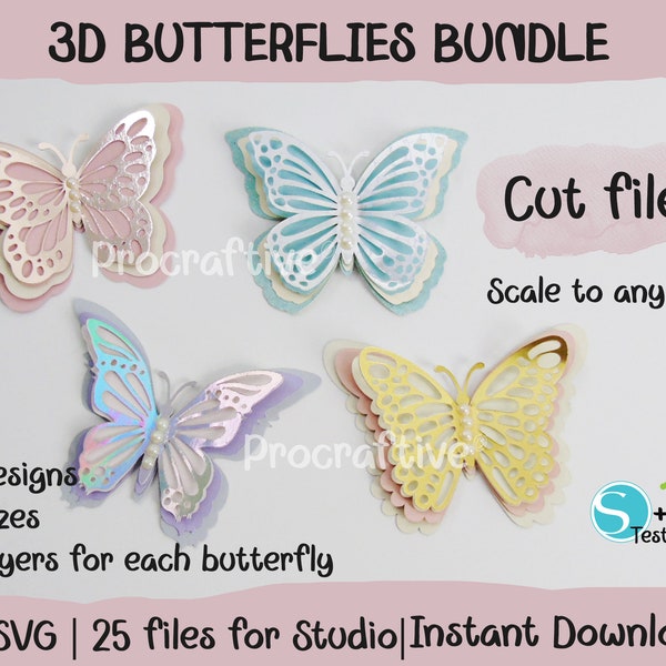 BUNDLE 4 Layered butterflies, SVG files for Cricut and Silhouette, 3D butterflies, butterflies for Cricut and Silhouette, Lace butterflies