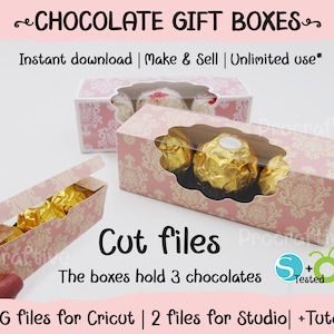 Geschenkbox für 3 Pralinen, oder andere kleine Geschenke, SVG Sofort-Download für Cricut, Pralinenschachtel, Schachtelvorlage, Schnittdateien, schnell, einfach