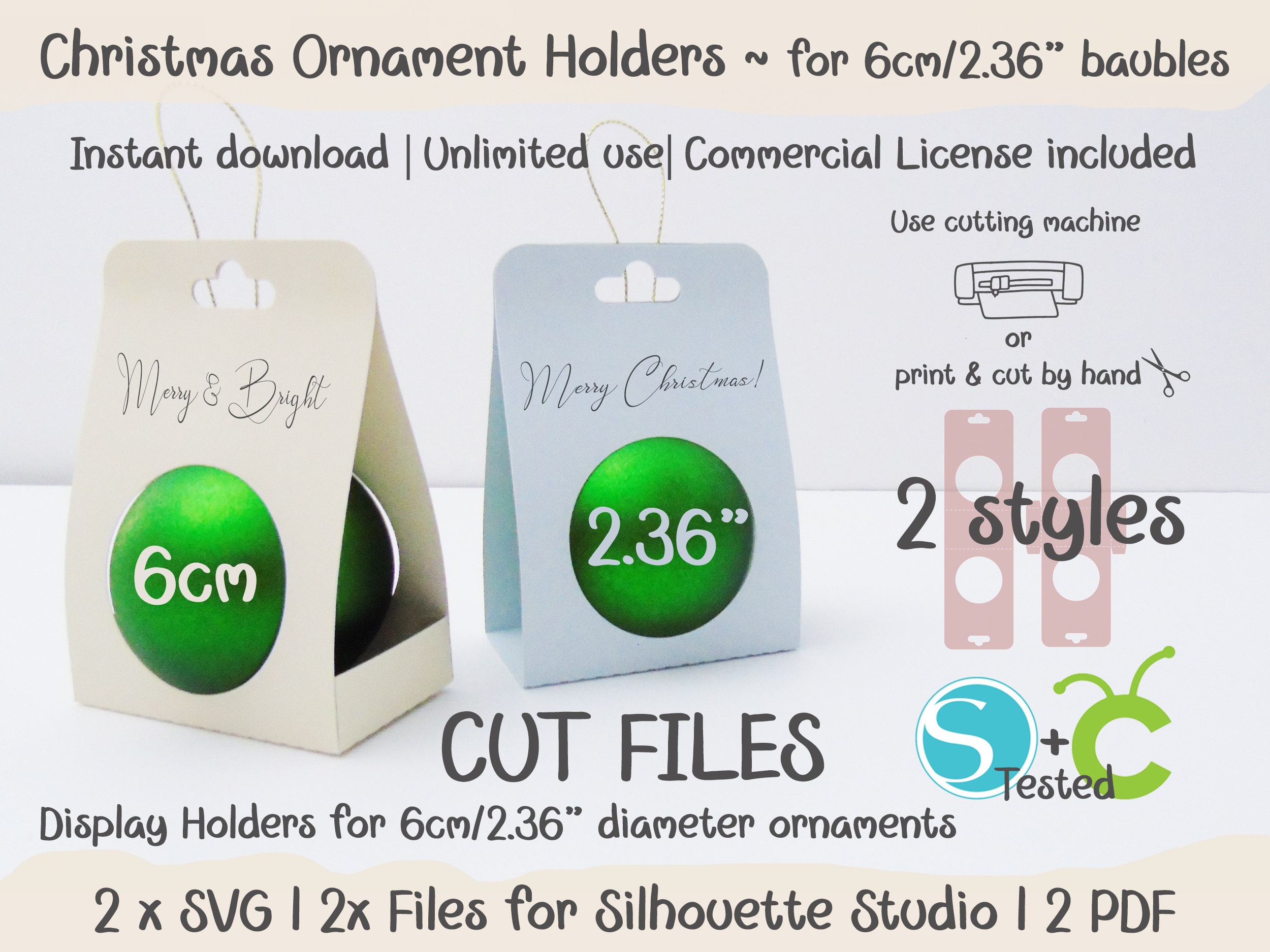 Christmas Ornament Boxes SVG, Cricut Files, Files for Silhouette, Cut  Files, Ornament Gift Boxes Size 2, Instant Download, 2 Styles 