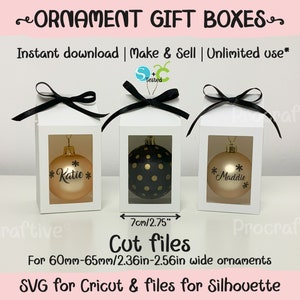 Christmas Ornament Boxes SVG, Cricut Files, Files for Silhouette, Cut Files, Ornament Gift Boxes size #2, Instant Download, 2 Styles
