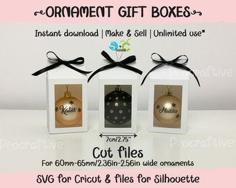 Christmas Ornament Boxes SVG, Cricut Files, Files for Silhouette, Cut Files, Ornament Gift Boxes size #2, Instant Download, 2 Styles