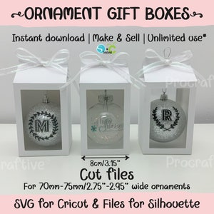 Boxes for Christmas Ornaments SVG, Cricut files, Cut Files, Ornament Gift Boxes, Size #3, Instant Download 2 Styles, Milk carton box