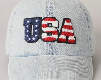 USA Chenille Patch Denim Hat