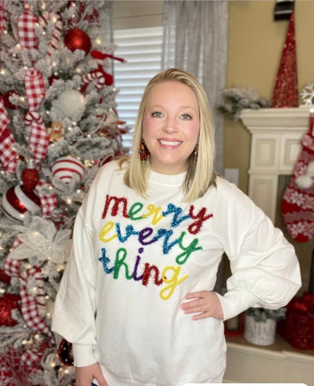 Merry Everything Christmas Tinsel Sweater Etsy