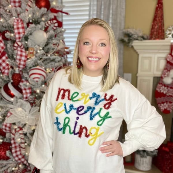 Merry Everything Christmas Tinsel Sweater