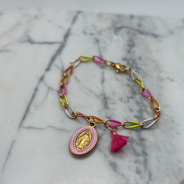 Bracelet Lady avec médaille et pompon