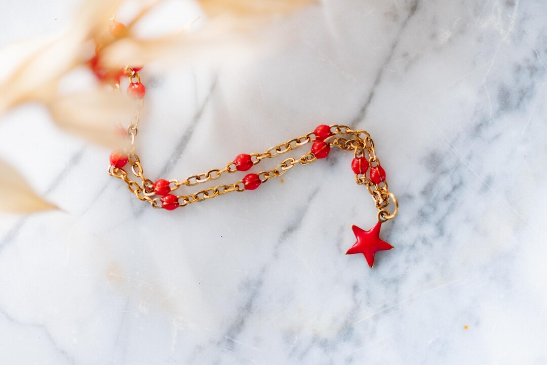 Mini Colorful Star Necklace on Colorful Ball Chain - Croce - Etsy