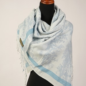 Sky Blue Cashmere and Silk combination shawl