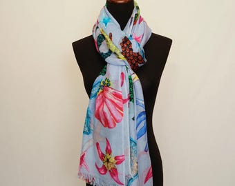 Sjaal van pure kasjmier met op de oceaan geïnspireerde luxe omslagdoek