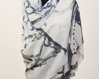 Gray Pashmina and Silk Stole | Shawl | Wrap