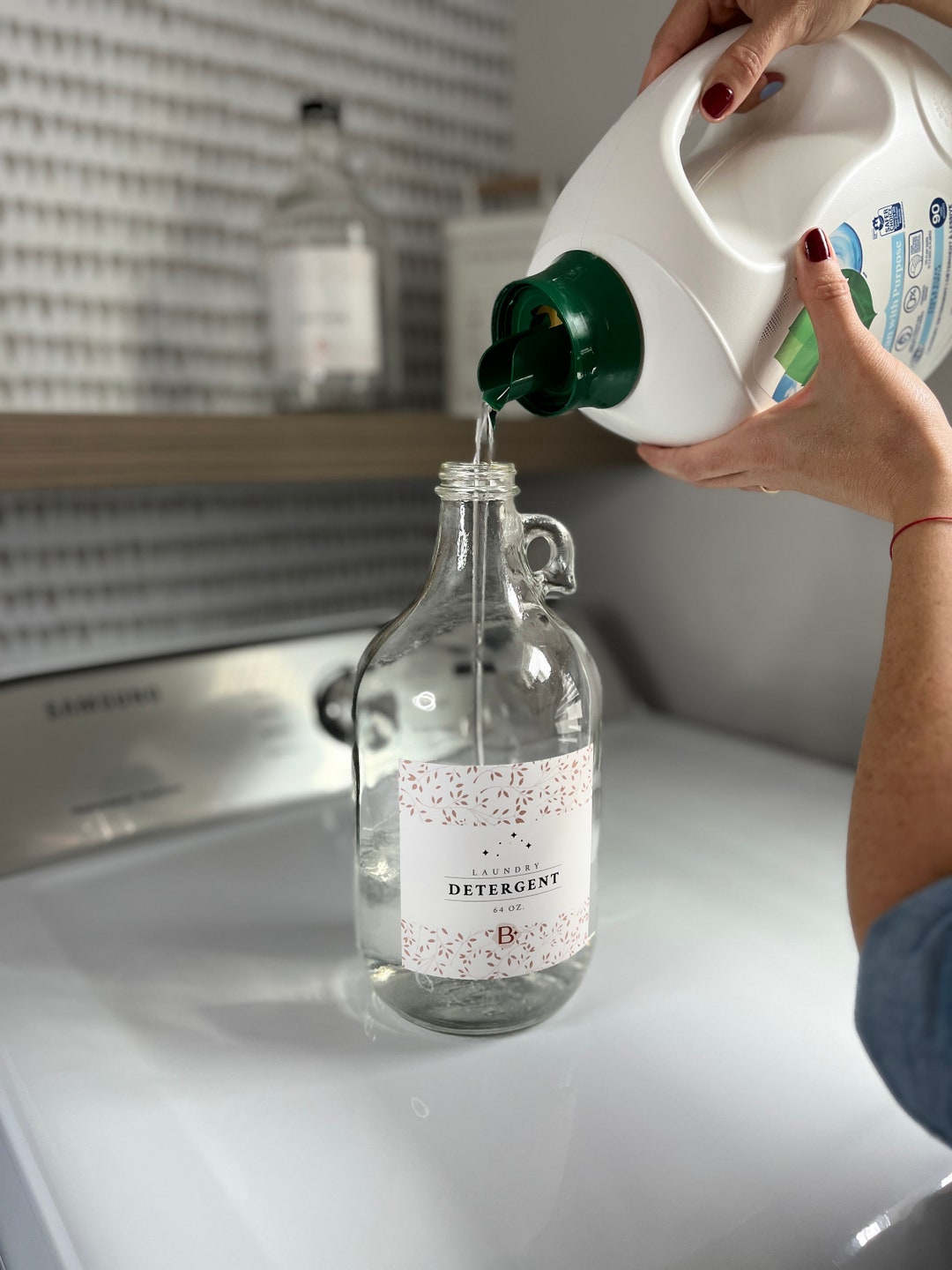 Laundry Detergent Bottle Refillable Glass Jugs Reusable Etsy