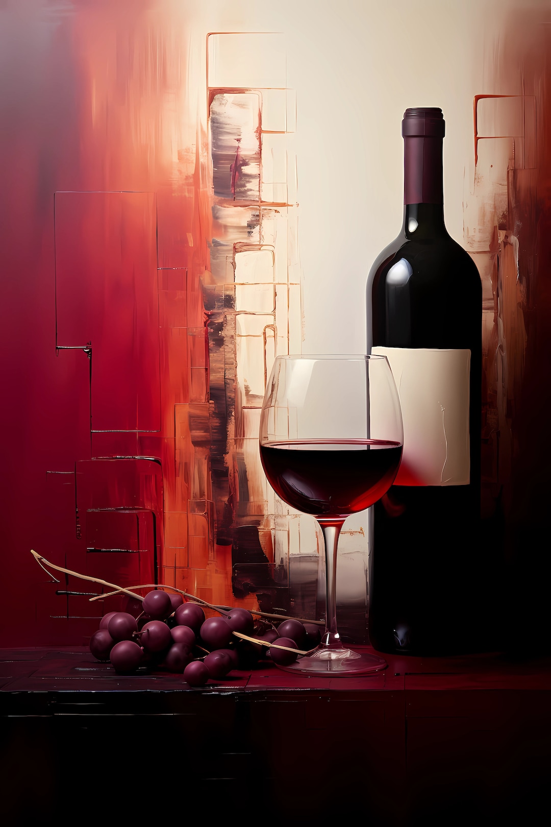 Burgundy Wall Art Burgundy Abstract Art Red Wine Art Wine Etsy