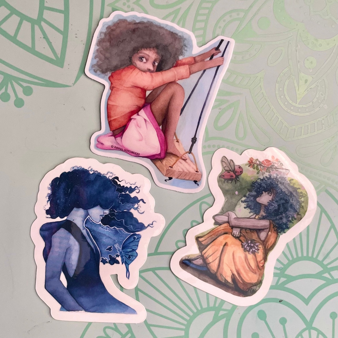 Black Girl Magic Sticker Set, 3 Waterproof Glossy Stickers …