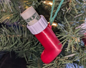 Stocking Stuffer Holiday Ornament - 3D Printed - Holds Cash