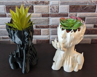 Melted Woman Face Planter / Flower Pot Decoration 3D Printed