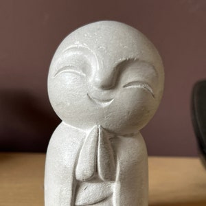 Jizo Buddha Statue Handcast Ornament Stone Cast Grey Rustic Natural Look