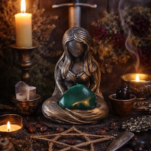 Warrior Goddess Mini Altar Statue – Handcrafted Feminine Strength Figurine (7cm) Bloodstone image 1