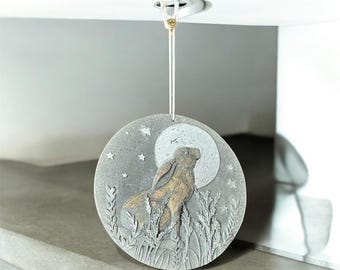 Handmade Resin Hare Plaque: Moonshine Wall Art, Rustic Home Decor