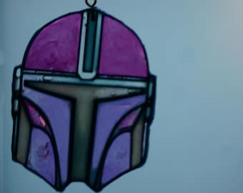 Mandalorian Suncatcher Window Ornament, Handmade Resin Decor
