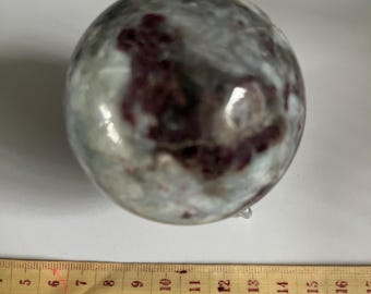 Large Pink Tourmaline Sphere | Tourmaline in Quartz Crystal Ball, Meditation Decor
