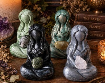 Choose Your Goddess – Hand Painted Goddess Statue with Crystal | Mini Altar Figurine | Spiritual Gift