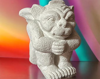 Handcast Concrete Gargoyle Ornament: Rustic Home Decor