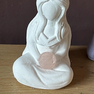 Goddess with Crystal Rose - Mini Altar Statue - Meditation Decor