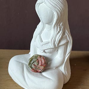 Handcast Eco Resincrete Goddess Statue with Crystal Rose - Meditation Decor