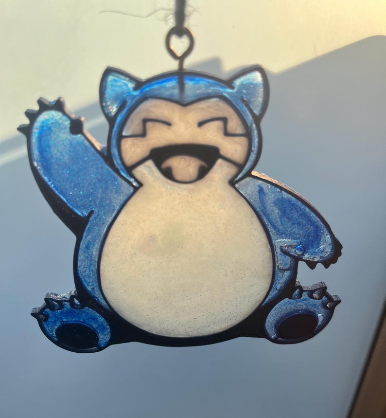 Handmade Glitter Snorlax Pokemon Suncatcher, Window Ornament - Etsy