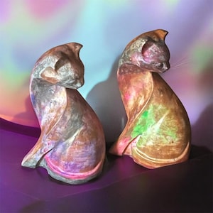 Katzen Statue - Handgegossene Art Deco abstrakte Kitty Skulptur für Wohnkultur, einzigartiges Kunststück, Geschenk für Katzenliebhaber