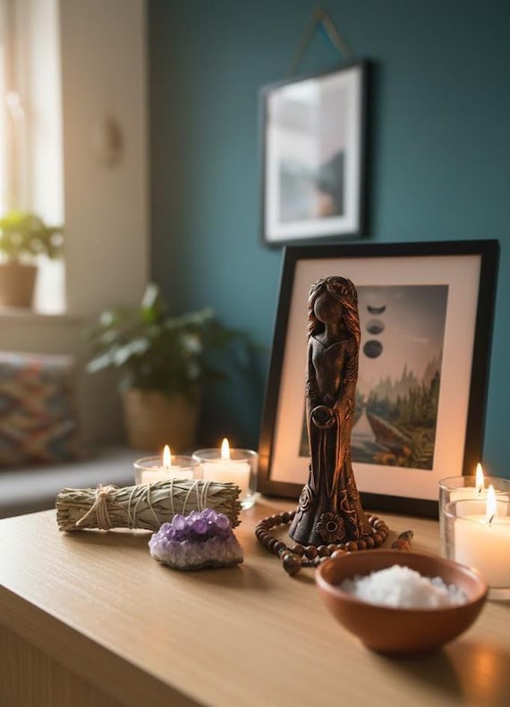 Goddess Statue - Handcast Ornament | Rustic Decor | Free UK Shipping, Unique Home Gift