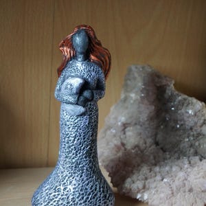Moon Goddess Statue - Handcast Ornament | Gray Rustic Decor | Free UK Shipping, Unique Home Gift