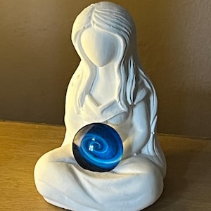 Handcast Eco Resincrete Goddess Statue: Blue Galaxy Altar Decor