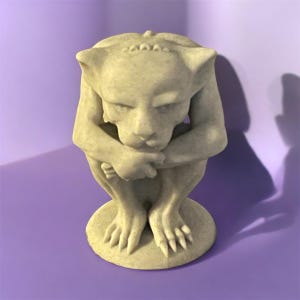 Handcast Concrete Gargoyle Ornament: Bronze Painted Rustic Decor