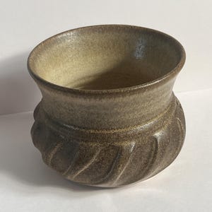 Vintage Pottery Iden Vase, Carved Swirl Design from Rye Sussex