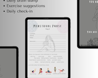 Period Tracker, Daily Cycle Syncing Journal, Digital Fertility & Cycle Tracker, Menstruation Cycle Tracker, Digital Cycle Syncing Journal